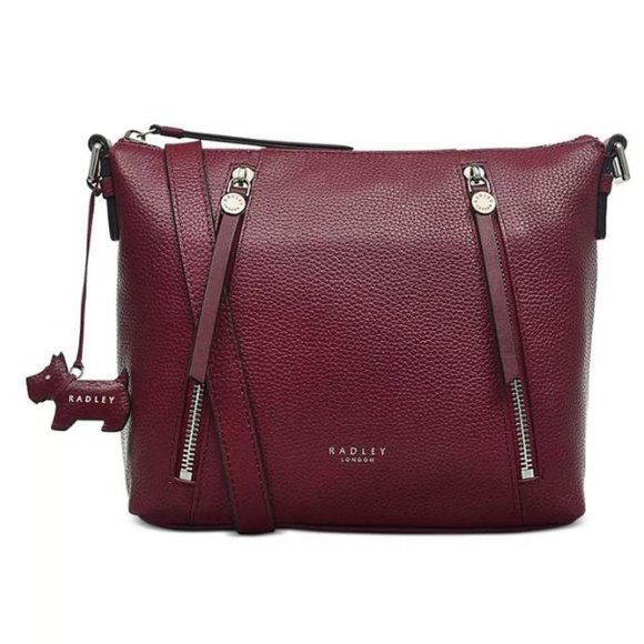 RADLEY LONDON Handbags - RADLEY Fountain Road leather medium women's crossbody + Dust bag WINE/BURGUNDY